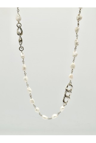 Collana lunga silver chain&...