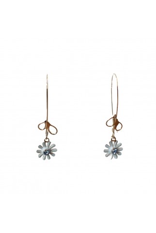 Blue daisy long earrings